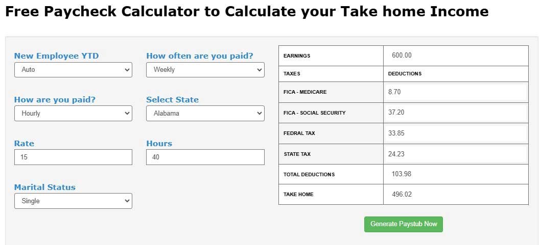 Free Paycheck Calculator